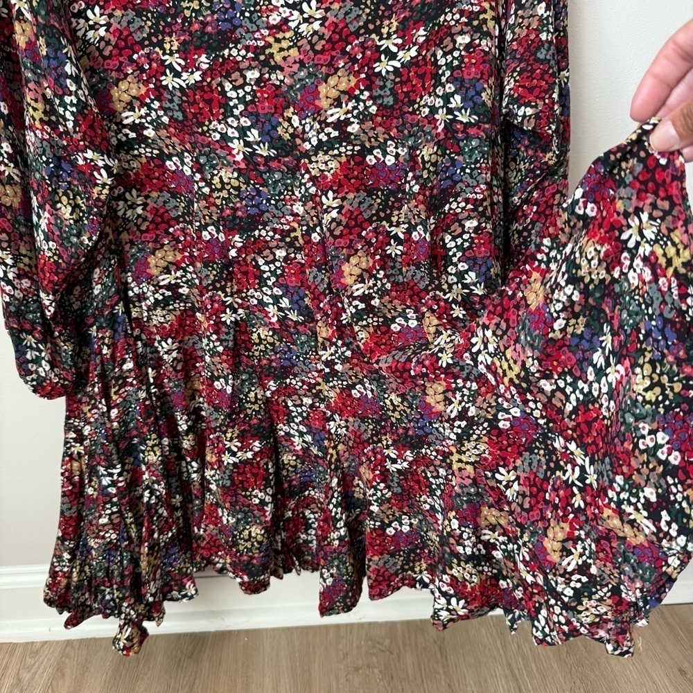 Storia Perennial Floral & Frills Mini Dress Multi Oversized Cottage Boho Pleat S - Picture 7 of 12